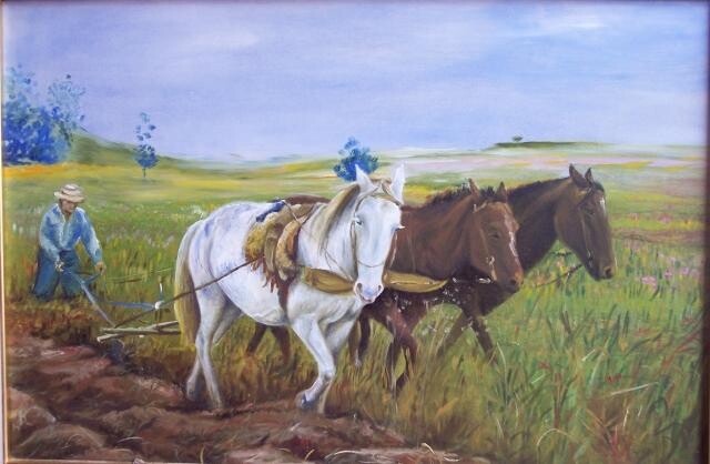 Pintura titulada "Arando    (Segunda…" por Rosario De Mattos, Obra de arte original, Oleo Montado en Panel de madera