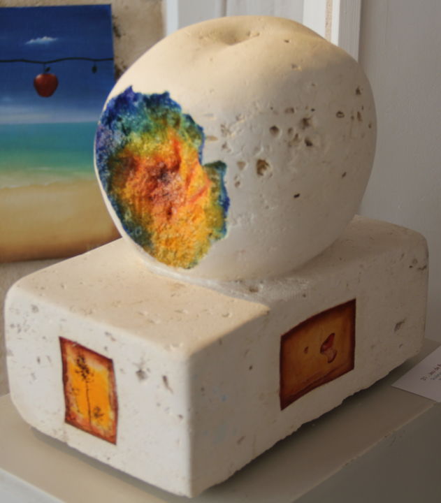 "" Jeu de Pommes "" başlıklı Heykel Daniel Jacquinot tarafından, Orijinal sanat, Taş