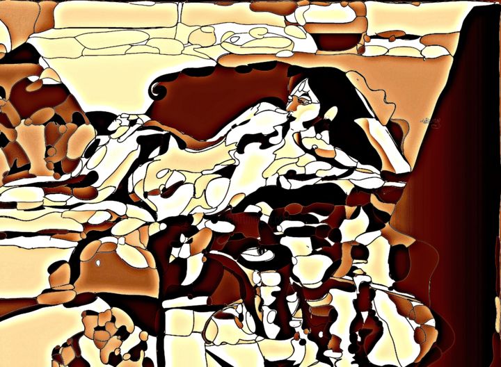 Digital Arts titled "Nude in Seppia" by Marina Black, Original Artwork, Digital Painting