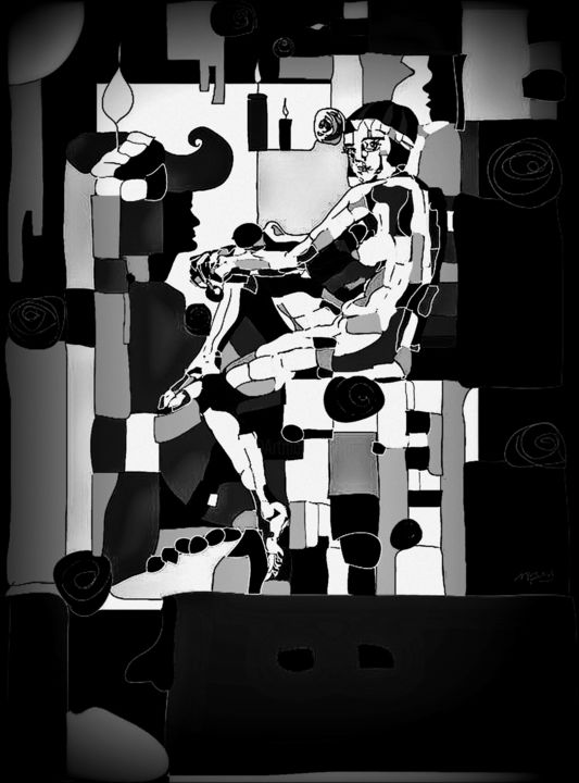 Digital Arts titled "Art Deco Gothic" by Marina Black, Original Artwork, Digital Painting