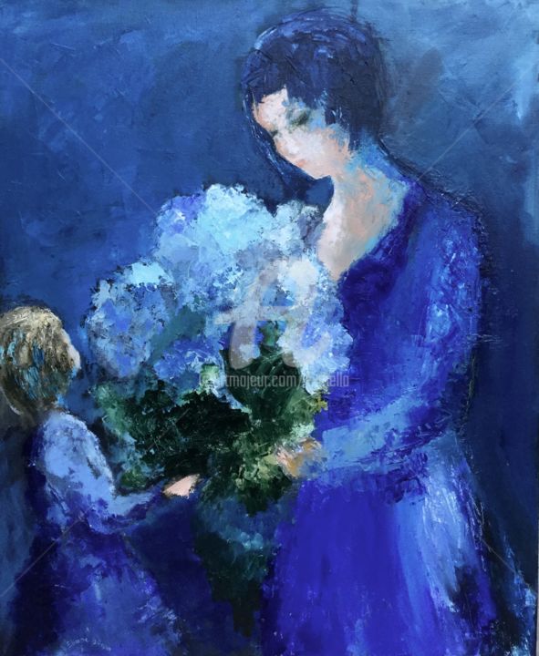 "La dame aux hortensias" (V2) 60X75