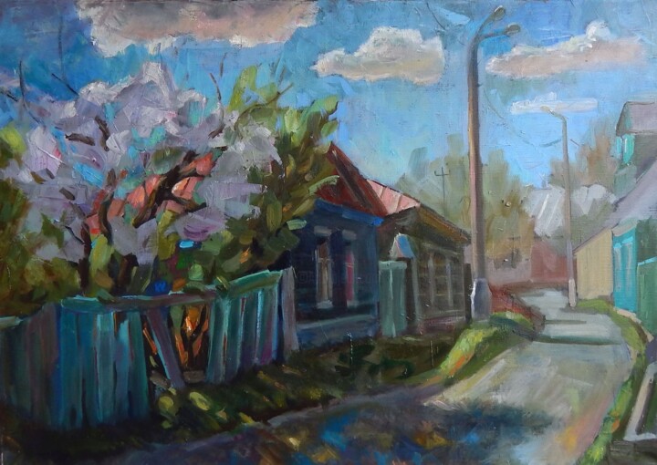 Pittura intitolato "Коломна весной. Под…" da Nina Silaeva, Opera d'arte originale, Olio