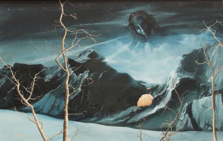 Peinture intitulée "feuille-d-or.jpg" par Daniel Jacquinot, Œuvre d'art originale, Huile