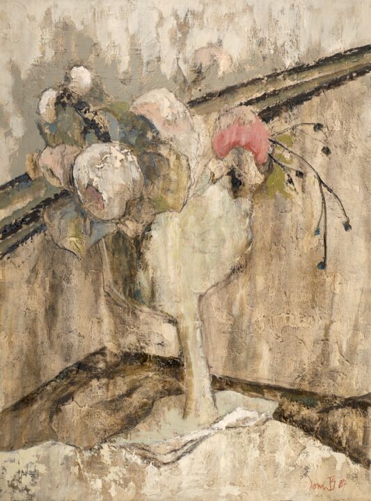 Peinture intitulée "Vase de fleurs" par Dominique Bertrand, Œuvre d'art originale