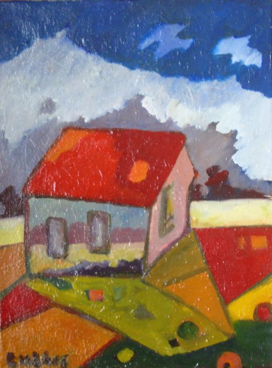 Peinture intitulée "l'ermitage" par Evelyne Hervé, Œuvre d'art originale