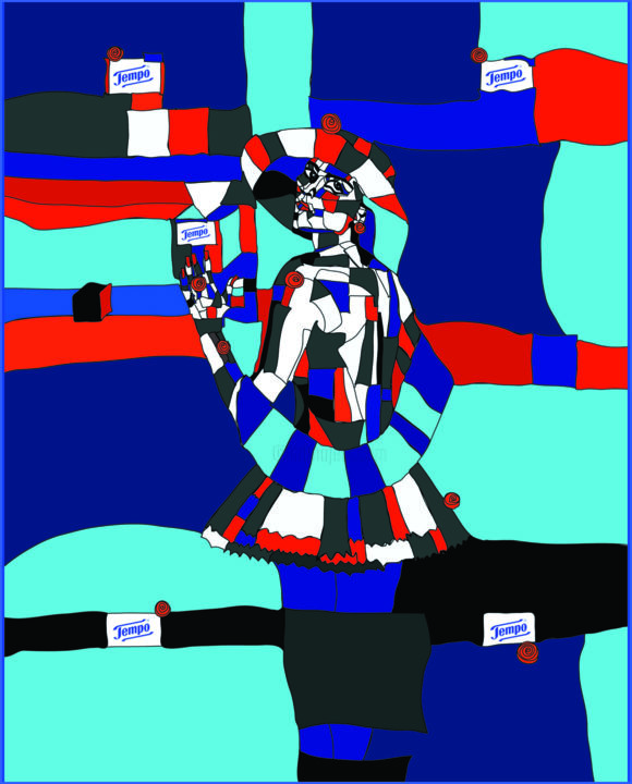 Digital Arts titled "Art Deco Girl" by Marina Black, Original Artwork, Digital Painting