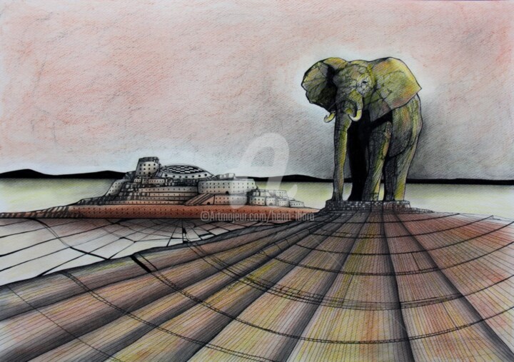 La cité de l'éléphant 图画, 19.7x25.6 in
