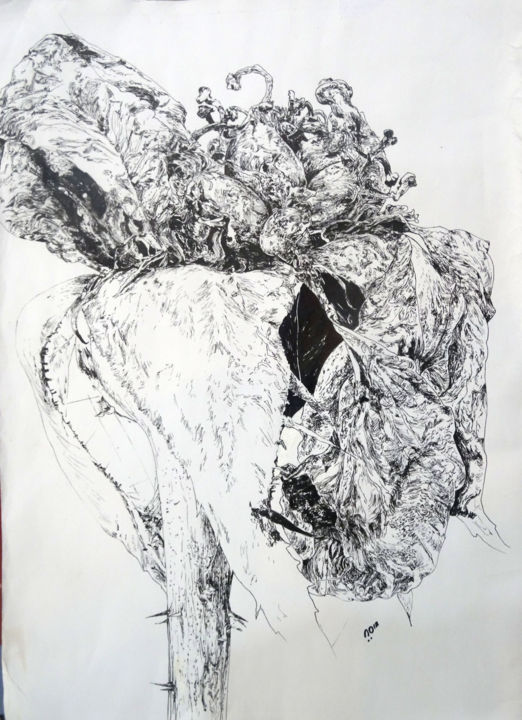 Tekening getiteld "FLOWERS.jpg" door Somayeh Faal, Origineel Kunstwerk, Inkt