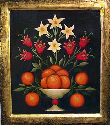 Painting titled "Fruits and Flowers" by Nestor Patialiakas, Original Artwork