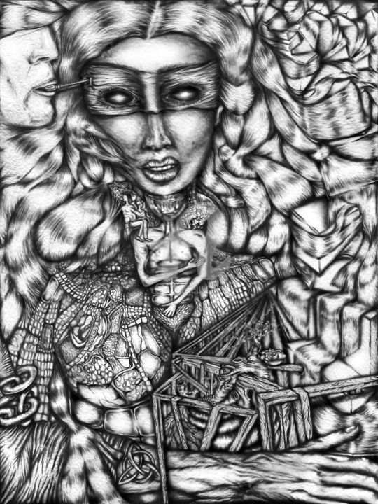Drawing titled "By Herself" by Viktoria Italia, Original Artwork, Other