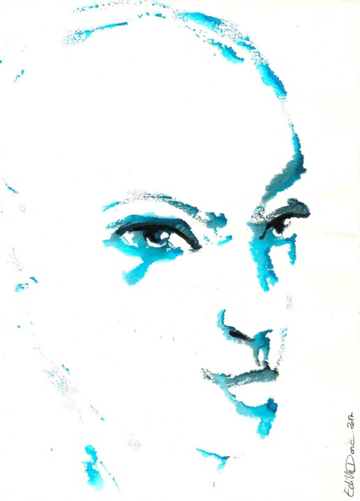 Dessin intitulée "Têtencre 10" par Edith Bos Boyer (EDITH DONC), Œuvre d'art originale, Encre