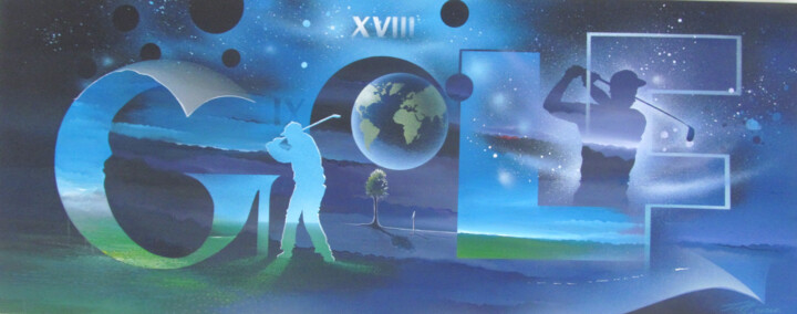 Panorama Golf 绘画, 15.8x39.4 in