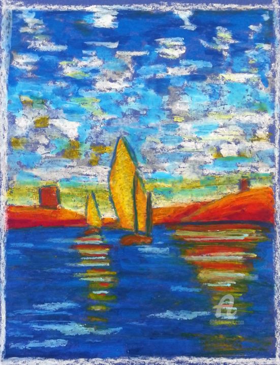 Painting titled "pastels-gras.jpg" by Psylvie - Histoires De Couleurs, Original Artwork