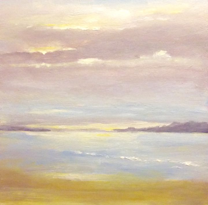 Painting titled "Lac de Biwa" by Noëlle Lassailly, Original Artwork, Acrylic