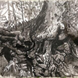 Drawing titled "Large Roots Drawing" by Stephen West, Original Artwork, Ink