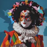 Peinture intitulée "Arlequin" par Alain Grisel, Œuvre d'art originale, Huile