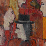 Painting titled "PROFILS" by Jacques Donneaud, Original Artwork, Acrylic Mounted on Wood Stretcher frame
