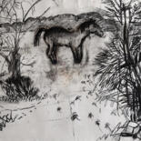 Drawing titled "Jacques' Horse and…" by Stephen West, Original Artwork, Charcoal