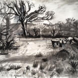 Drawing titled "Overcast Dolpebyll" by Stephen West, Original Artwork, Ink