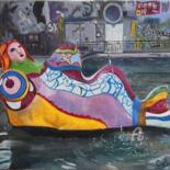 Painting titled "Fontaine de la plac…" by Irina Caby (Bonbon.mme), Original Artwork, Oil