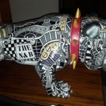 Sculpture titled "MARCEL LE DOG" by Franck Célaire, Original Artwork, Resin