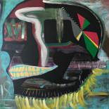 Malerei mit dem Titel "The smiling skull w…" von Colin Kunz, Original-Kunstwerk, Acryl
