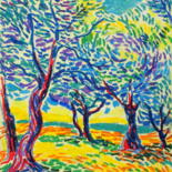 Drawing titled "Olive grove No 3" by Maja Grecic, Original Artwork, Pastel