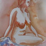 Peinture intitulée "Nu assis, de profil" par Jean-Noël Le Junter, Œuvre d'art originale, Aquarelle