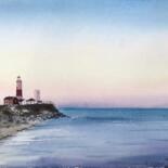Painting titled "Lighthouse, New Zea…" by Eugenia Gorbacheva, Original Artwork, Watercolor