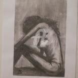 Drawing titled "Nue clair obscur" by Aurore Sylvestre, Original Artwork, Charcoal