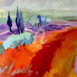 Painting titled "Lavandes et coqueli…" by Eliane Boivin, Original Artwork, Oil