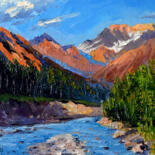 Painting titled "The evening in the…" by Serghei Ghetiu, Original Artwork, Oil