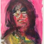 Painting titled "Pink portrait" by Karen Thomas, Original Artwork, Acrylic
