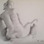 Dibujo titulada "Nu appuyé exécuté a…" por Gérard Rouyer (Gégé), Obra de arte original, Conté
