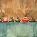 "Tea time" başlıklı Tablo Krystyna Szczepanowski tarafından, Orijinal sanat, Suluboya