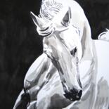 Drawing titled "White horse" by Alexandra Djokic, Original Artwork, Ink