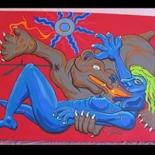 Painting titled "Mukwa Heals" by Broken Vulture Art, Original Artwork, Oil
