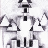 Dibujo titulada "Constructivo con tr…" por Lisarco Namune, Obra de arte original, Lápiz
