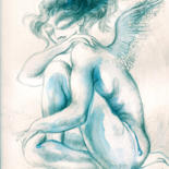 Arte digitale intitolato "Blue Angel" da Maria Cristina Cerminara, Opera d'arte originale, Acquarello