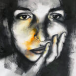 Pittura intitolato "Tv effect" da Madeline Berger (MadB), Opera d'arte originale, Carbone