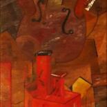 Pittura intitolato "Cello mit Flasche" da Harry, Opera d'arte originale, Olio