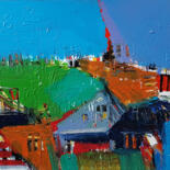 Painting titled "Dorset Countryside" by Muriel Cayet, Original Artwork, Acrylic Mounted on Wood Stretcher frame