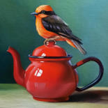 Still Life With Bird And Kettle-2 (24X35, Painting by Ara