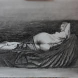 Zeichnungen mit dem Titel "Woman without dress" von Stan Bert Singer, Original-Kunstwerk, Kohle