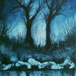 Notturno blu Pittura intitolato "Notturno blu" da Tito Fornasiero, Opera d'arte originale, Acquarello