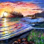Malerei mit dem Titel "Sunset. Sea" von Svetlana Kunegina, Original-Kunstwerk, Öl