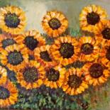 「Los girasoles」というタイトルの絵画 Fabiana Iglesiasによって, オリジナルのアートワーク, アクリル ウッドストレッチャーフレームにマウント