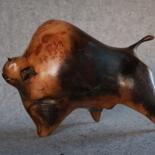 Sculptuur getiteld "Bison II" door Bernard Geoffroy, Origineel Kunstwerk, Hout