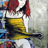 Painting titled "La timide" by Vincent Tessier Xxc, Original Artwork, Acrylic