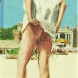 Painting titled "Jones Beach 14" by Jim Fischer, Original Artwork, Conté